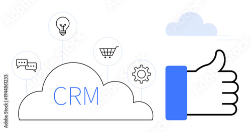 CRM concept. CRM helps manage customer relationships effectively through cloud technology, enhancing business processes and customer satisfaction. For IT, sales, marketing, customer service
