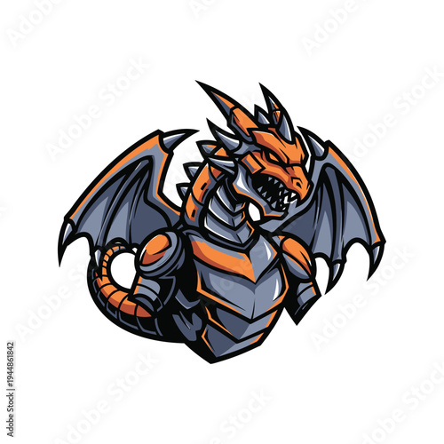 Armored Dragon Creature Fantasy Illustration.