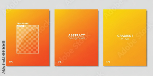 Modern Orange Gradient Mesh Poster Template Set with Minimal Abstract Background Design for Flyers Brochures Covers Presentations and Creative Branding Layouts