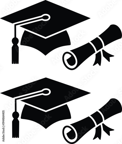 Graduation Cap and Diploma Icon