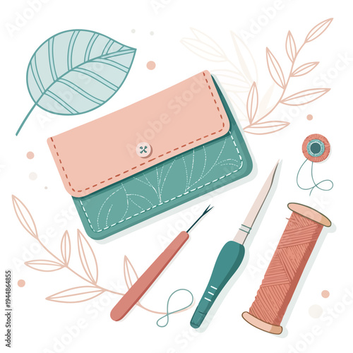 Handicraft tools and sewing supplies for creative projects