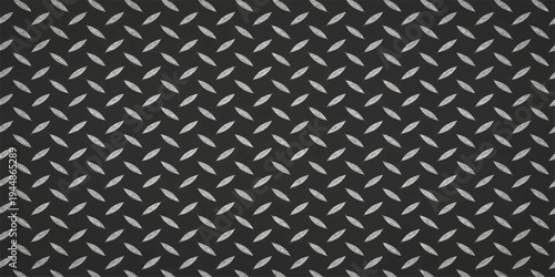 Seamless industrial metal plate background featuring a geometric diamond texture design on a gray metallic steel surface for a textured chrome wallpaper backdrop