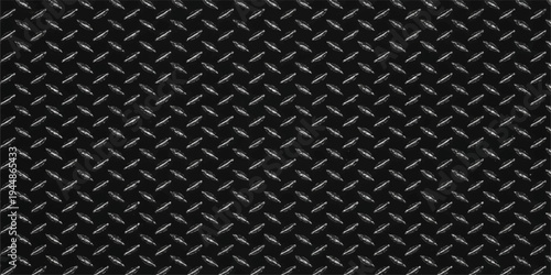 Seamless dark gray metallic grid and industrial steel mesh texture background featuring a black carbon fiber pattern for modern technology wallpaper design vector