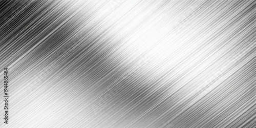 A polished silver stainless steel plate features a smooth brushed metal texture with a shiny industrial chrome surface and a grey metallic pattern reflecting a gray aluminum material sheet