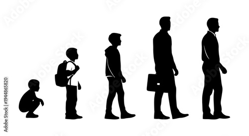 Human life cycle stages from childhood to adulthood progression.
