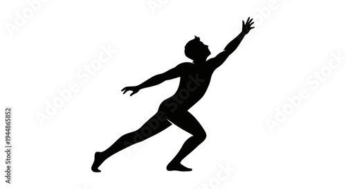 Silhouette of a male dancer reaching upwards.
