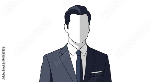 Faceless Man in Suit and Tie Illustration.