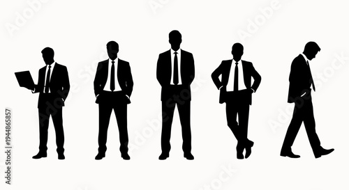 Silhouettes of businessmen in various poses.