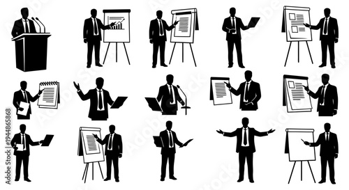 Collection of Business Presentation Silhouettes.