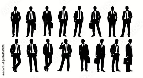 Collection of Businessmen Silhouettes in Various Poses.