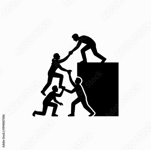 Community Helping Each Other Silhouette Support and Teamwork Concept
