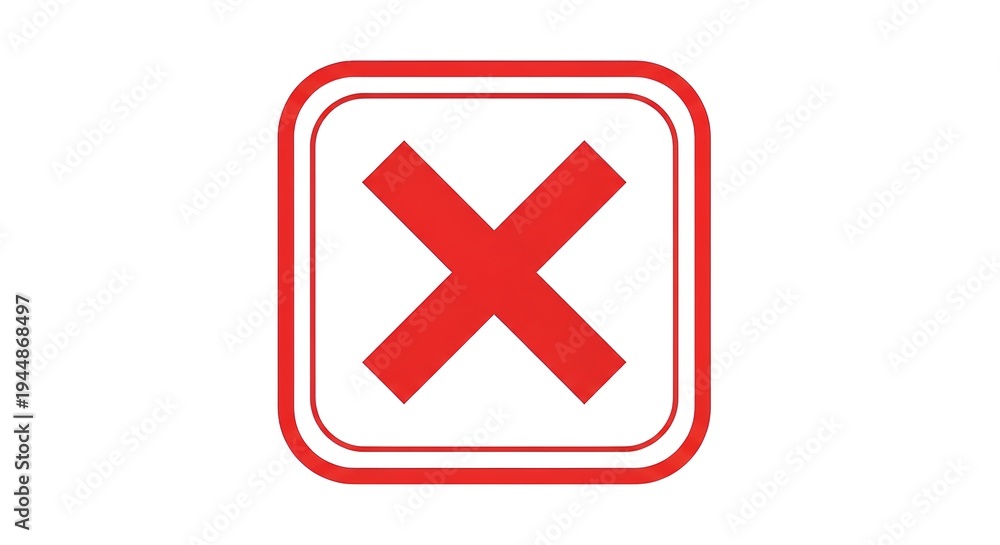 Fototapeta premium Red X symbol in a square box icon