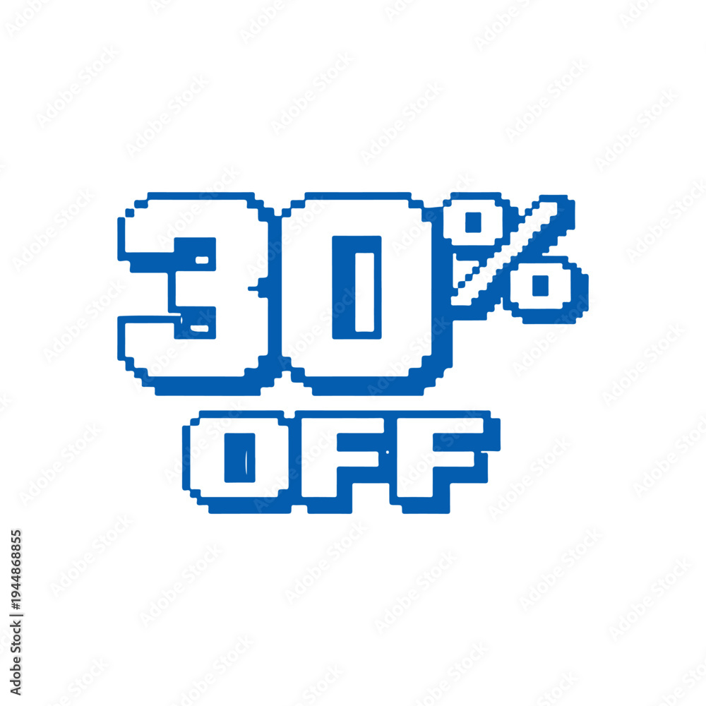 Obraz premium 30% off pixel vector Vector percentage discount sale on a white background