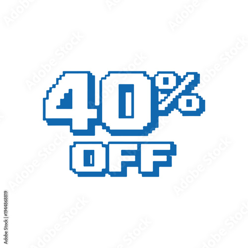 40% off pixel vector
Vector percentage discount sale on a white background