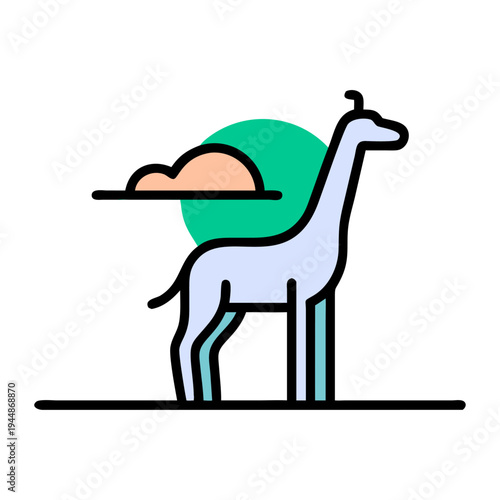 Vector illustration of llama holding tray with food
