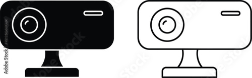 Webcam icon set black white isolated on transparent background, Vector