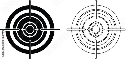 Target icon design, crosshair symbol, bullseye logo isolated on transparent background, Vector