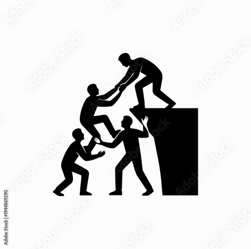 Community Helping Each Other Silhouette Support and Teamwork Concept