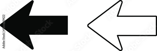 Black and white arrows pointing left and right isolated on transparent background, Vector