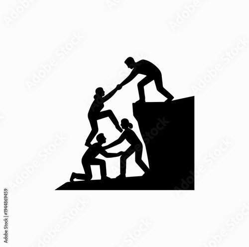 Community Helping Each Other Silhouette Support and Teamwork Concept