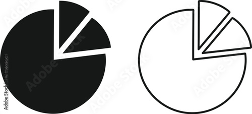 Pie chart black and white isolated on transparent background, Vector