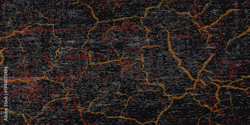 Gritty, abstract, a heavily distressed metal surface, dark, scratched background interspersed with vibrant, rusty orange and reddish-brown patches, corrosion and wear. Rough, industrial, and grunge-fi