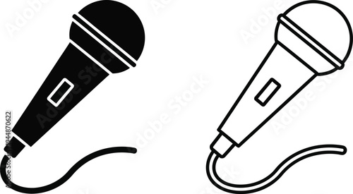 Microphone duo illustration isolated on transparent background, Vector