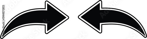 Black arrows pointing both ways isolated on transparent background, Vector