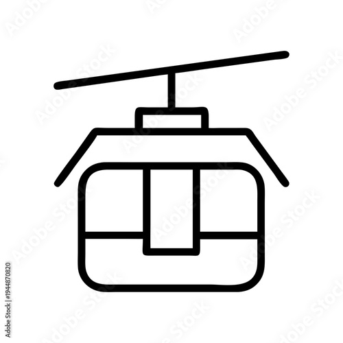 Vector cable car icon, black line illustration