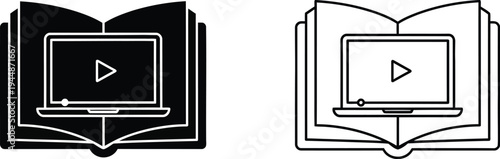 Video book icon set isolated on transparent background, Vector