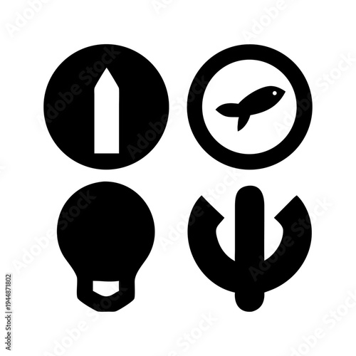 Set of 4 black icons vector