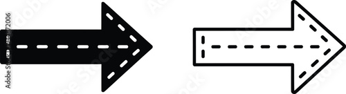 Opposite arrows road direction signs isolated on transparent background, Vector