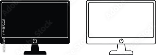 Computer monitor dual screen setup isolated on transparent background, Vector