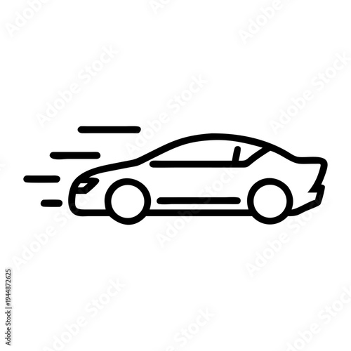 Vector speeding car icon, motion lines