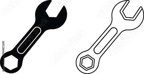 Wrench tools, adjustable wrenches isolated on transparent background, Vector
