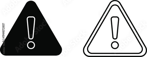 Warning signs icons isolated on transparent background, Vector