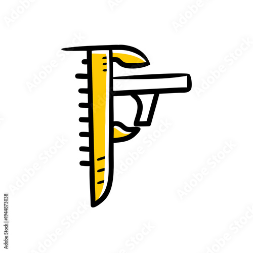 Minimal Caliper Silhouette Vector, Precision Caliper Measurement Icon, Vernier Caliper Minimal Tool Illustration, Engineering Measuring Caliper Silhouette Design, Simple Caliper Measurement Tool Graph