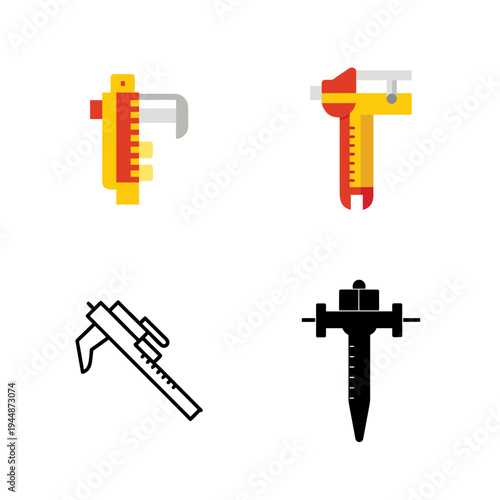 Minimal Caliper Silhouette Bundle Set, Precision Caliper Tool Minimal Vector Collection, Measuring Caliper Silhouette Icons Bundle, Engineering Caliper Minimal Black Silhouette Pack, Vernier Caliper T