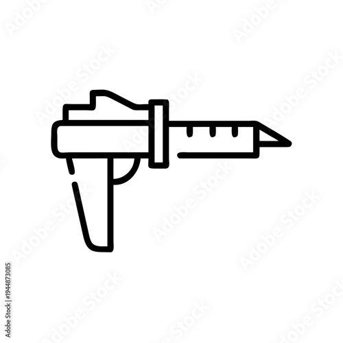 Minimal Caliper Silhouette Vector, Precision Caliper Measurement Icon, Vernier Caliper Minimal Tool Illustration, Engineering Measuring Caliper Silhouette Design, Simple Caliper Measurement Tool Graph