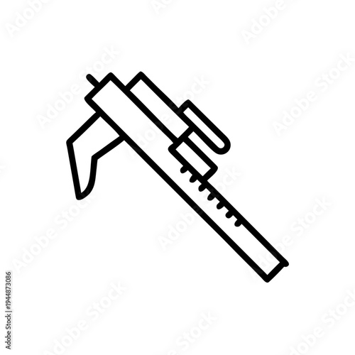 Minimal Caliper Silhouette Vector, Precision Caliper Measurement Icon, Vernier Caliper Minimal Tool Illustration, Engineering Measuring Caliper Silhouette Design, Simple Caliper Measurement Tool Graph