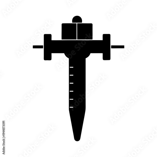 Minimal Caliper Silhouette Vector, Precision Caliper Measurement Icon, Vernier Caliper Minimal Tool Illustration, Engineering Measuring Caliper Silhouette Design, Simple Caliper Measurement Tool Graph