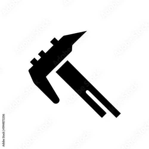 Minimal Caliper Silhouette Vector Illustration, Clean Caliper Measuring Tool Minimal Icon Design, Precision Caliper Silhouette Engineering Measurement Tool, Minimal Vernier Caliper Outline Technical