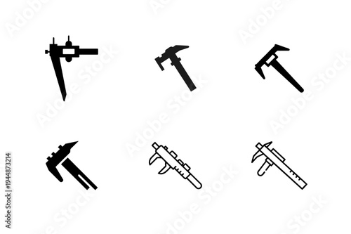 Minimal Caliper Silhouette Bundle Set, Precision Caliper Tool Minimal Vector Collection, Measuring Caliper Silhouette Icons Bundle, Engineering Caliper Minimal Black Silhouette Pack, Vernier Caliper T