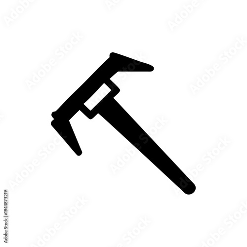 Minimal Caliper Silhouette Vector Illustration, Clean Caliper Measuring Tool Minimal Icon Design, Precision Caliper Silhouette Engineering Measurement Tool, Minimal Vernier Caliper Outline Technical