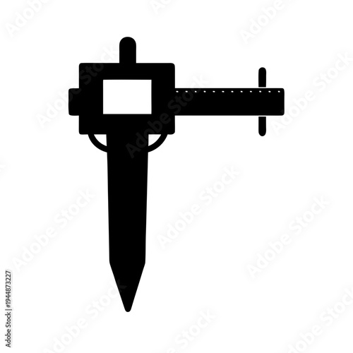 Minimal Caliper Silhouette Vector Illustration, Clean Caliper Measuring Tool Minimal Icon Design, Precision Caliper Silhouette Engineering Measurement Tool, Minimal Vernier Caliper Outline Technical