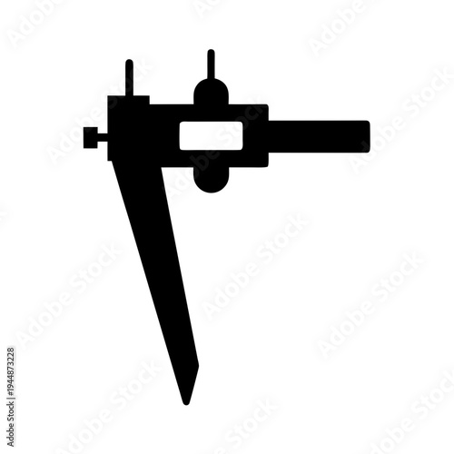 Minimal Caliper Silhouette Vector Illustration, Clean Caliper Measuring Tool Minimal Icon Design, Precision Caliper Silhouette Engineering Measurement Tool, Minimal Vernier Caliper Outline Technical