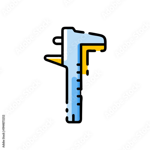 Minimal Caliper Silhouette Vector Illustration, Clean Caliper Measuring Tool Minimal Icon Design, Precision Caliper Silhouette Engineering Measurement Tool, Minimal Vernier Caliper Outline Technical