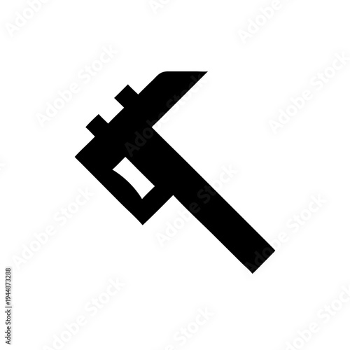 Minimal Caliper Silhouette Vector Illustration, Clean Caliper Measuring Tool Minimal Icon Design, Precision Caliper Silhouette Engineering Measurement Tool, Minimal Vernier Caliper Outline Technical