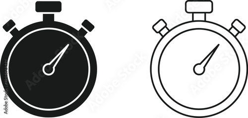 Stopwatch timer icon set isolated on transparent background, Vector