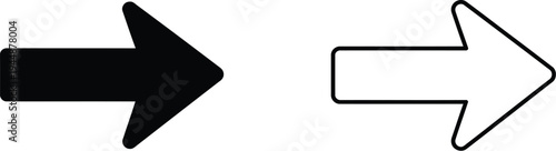 Arrows pointing right direction black and white isolated on transparent background, Vector